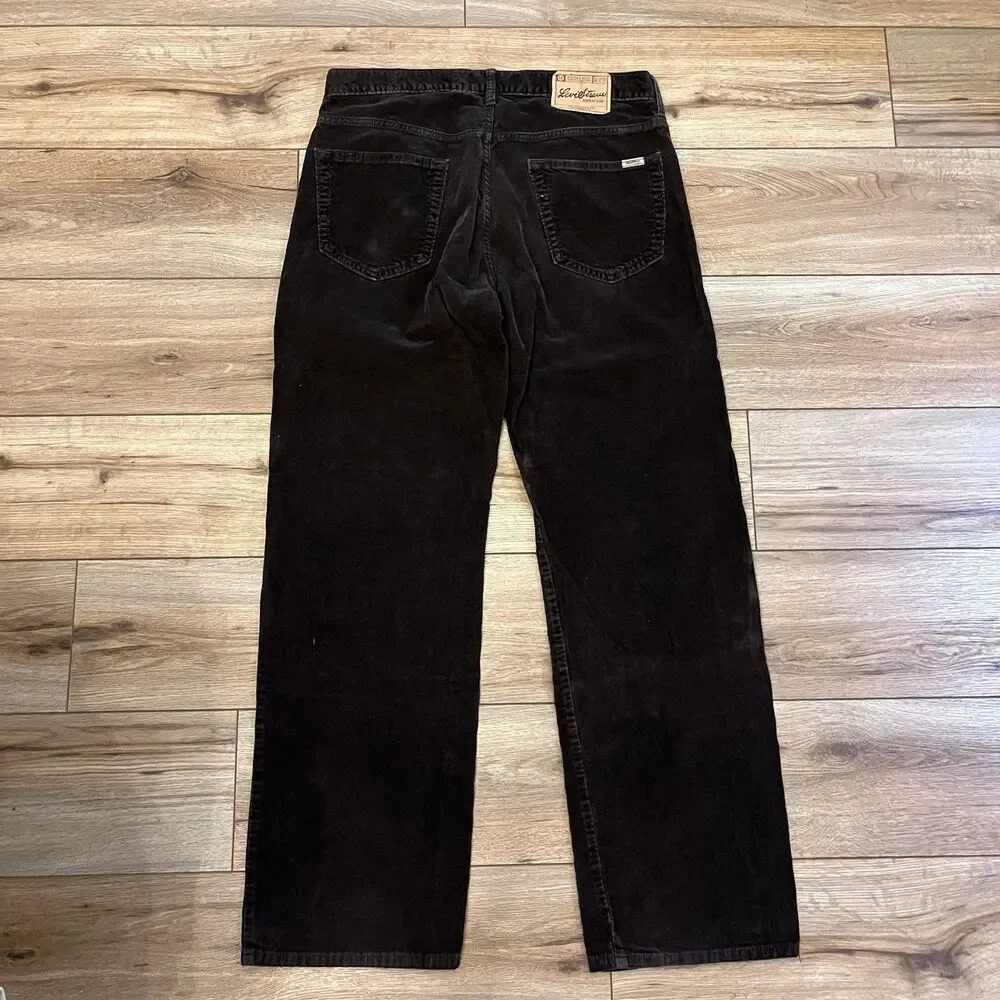 Y2K Levi Strauss Signature Straight Leg Dark Brown Corduroy Pants 36x34 (36x33)